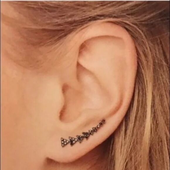 Stella & Dot Hematite Pavé Ear Climbers - Picture 2 of 11